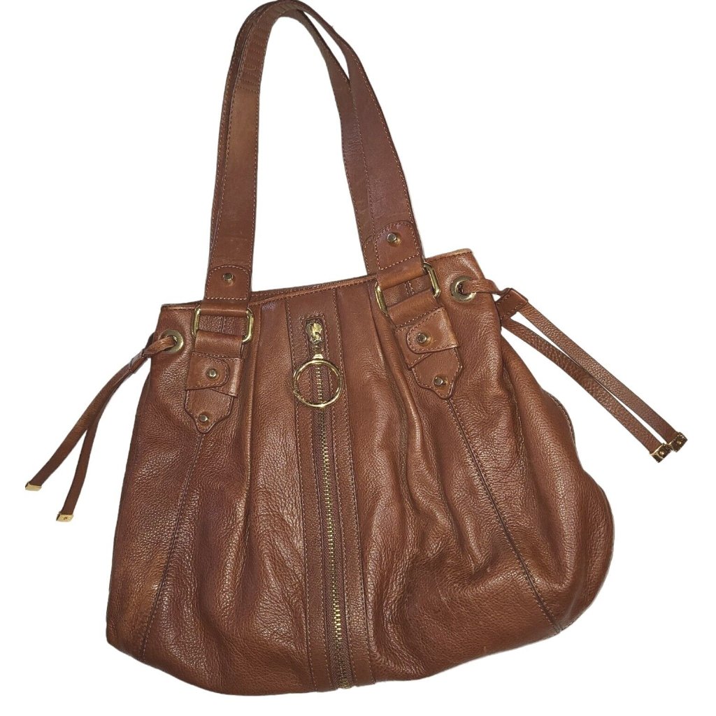 Via Spiga Genuine Brown Leather Shoulder Handbag Nwot Defect Magnet Is Missing